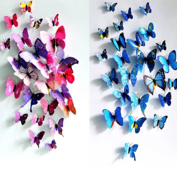 طقم فراشات مغناطيسية لاصقة للتزين