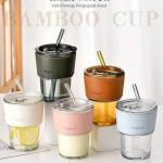 كوب زجاجي عسلي انيق