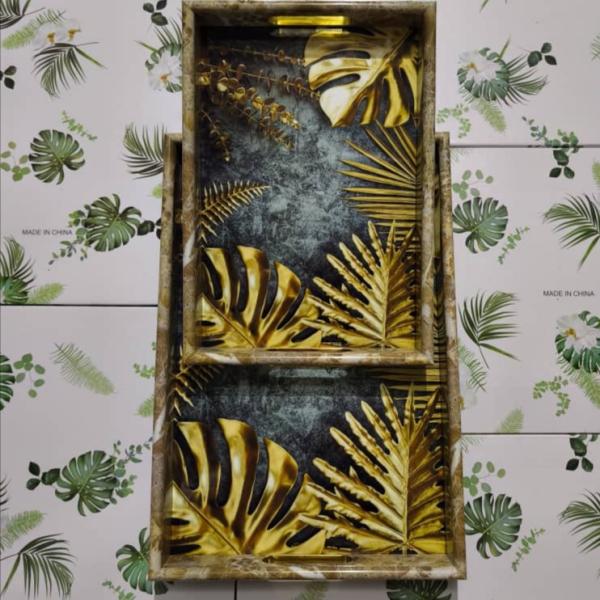 صواني خشبية فاخرة بأشكال رخامية